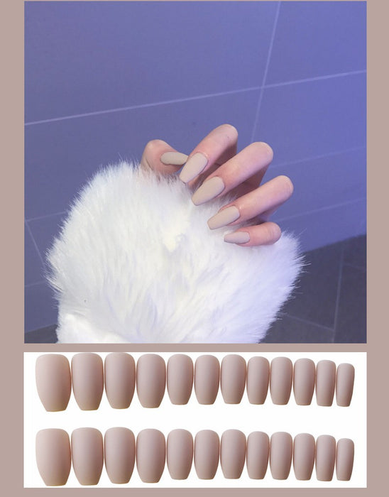 Frosted ballet fake nails Khaki