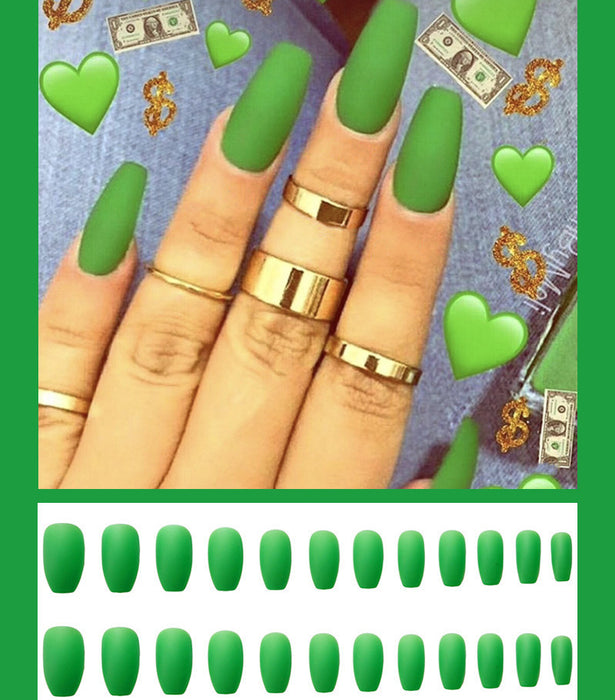 Frosted ballet fake nails Matte green