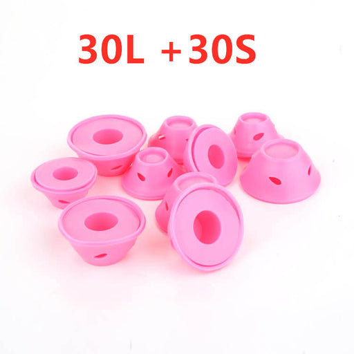 Soft Rubber Magic Hair Care Rollers Silicone Hair Curlers No Heat Hair Styling Tool 30L and 30S pink