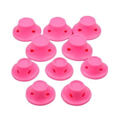 Soft Rubber Magic Hair Care Rollers Silicone Hair Curlers No Heat Hair Styling Tool 5S pink