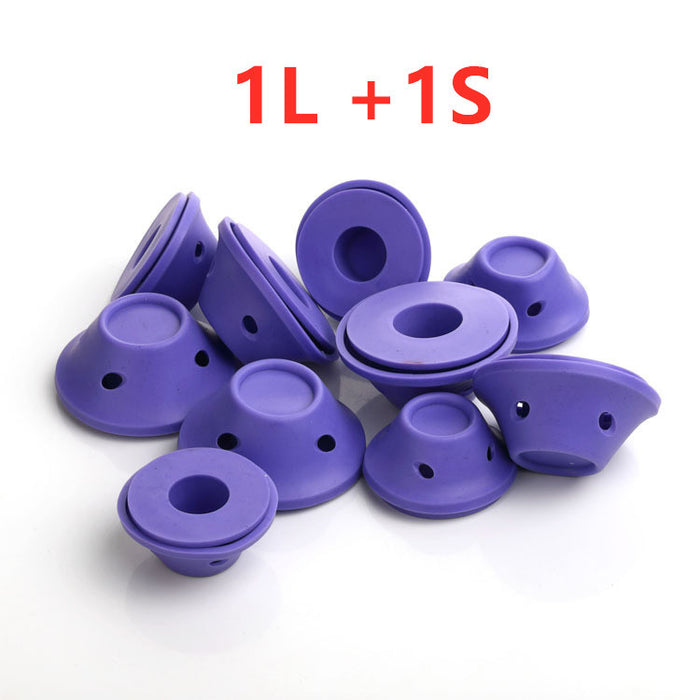 Soft Rubber Magic Hair Care Rollers Silicone Hair Curlers No Heat Hair Styling Tool 1L and 1S purple