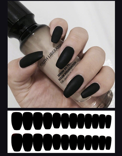 Frosted ballet fake nails Black