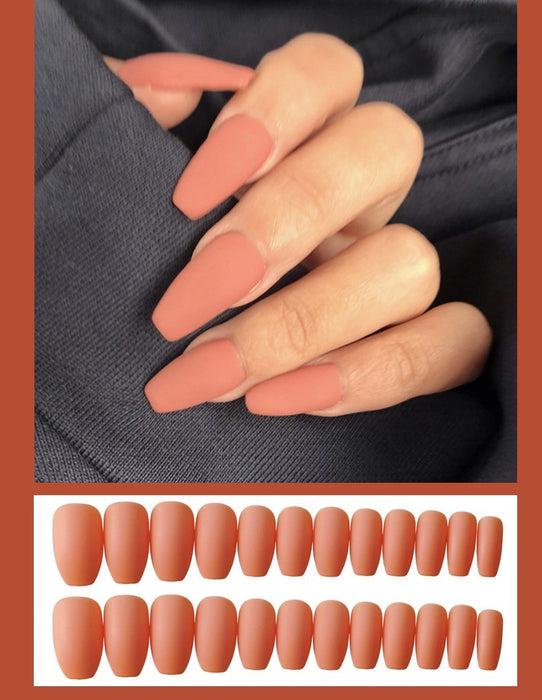 Frosted ballet fake nails Orange