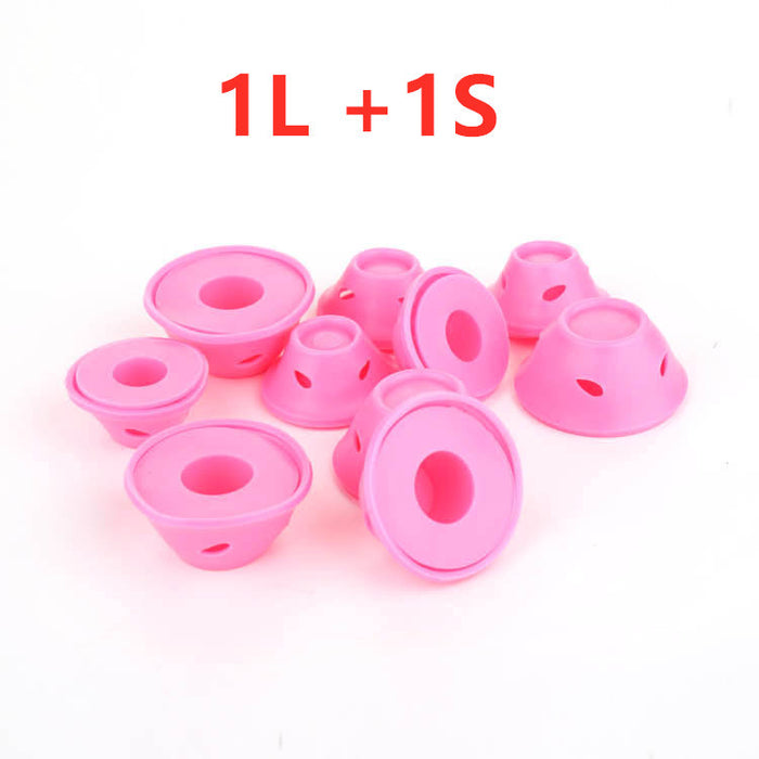 Soft Rubber Magic Hair Care Rollers Silicone Hair Curlers No Heat Hair Styling Tool 1L and 1S pink