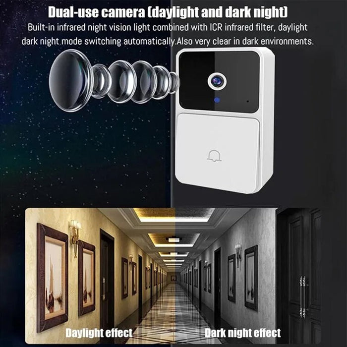 WIFI Video Doorbell Camera Wireless Night Vision Smart Home Security HD Door Bell Two Way Intercom Voice Change For Home WHT